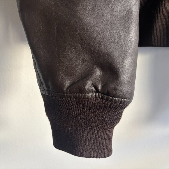 Excelled Brown Leather Aviator Bomber G-1 Jacket- Sherpa Collar, Patches -XL-XXL - Picture 9 of 15